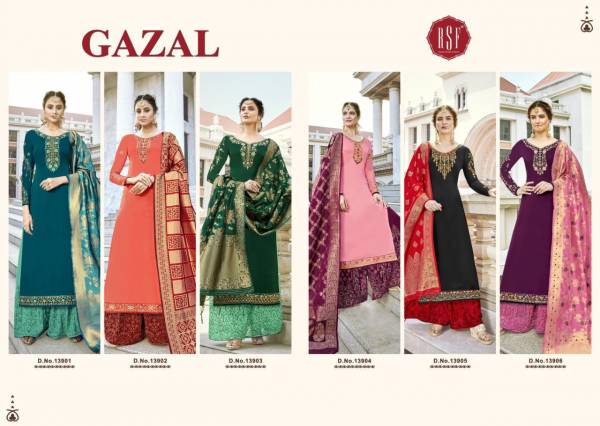 RSF Gazal Heavy Sharara Fancy Work Georgette Satin Dress and Jacquard Dupatta Premium Dress
